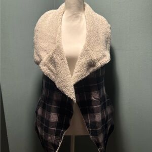 Matilda Jane Womens Adult Black and White Plaid Teddy Jacket Medium